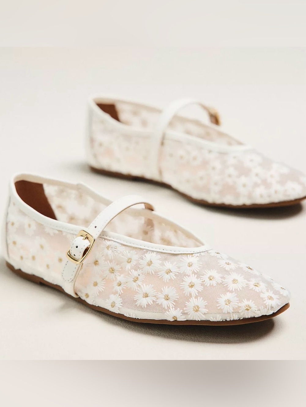 Maeve Embroidered Mesh Ballet Flats size 39